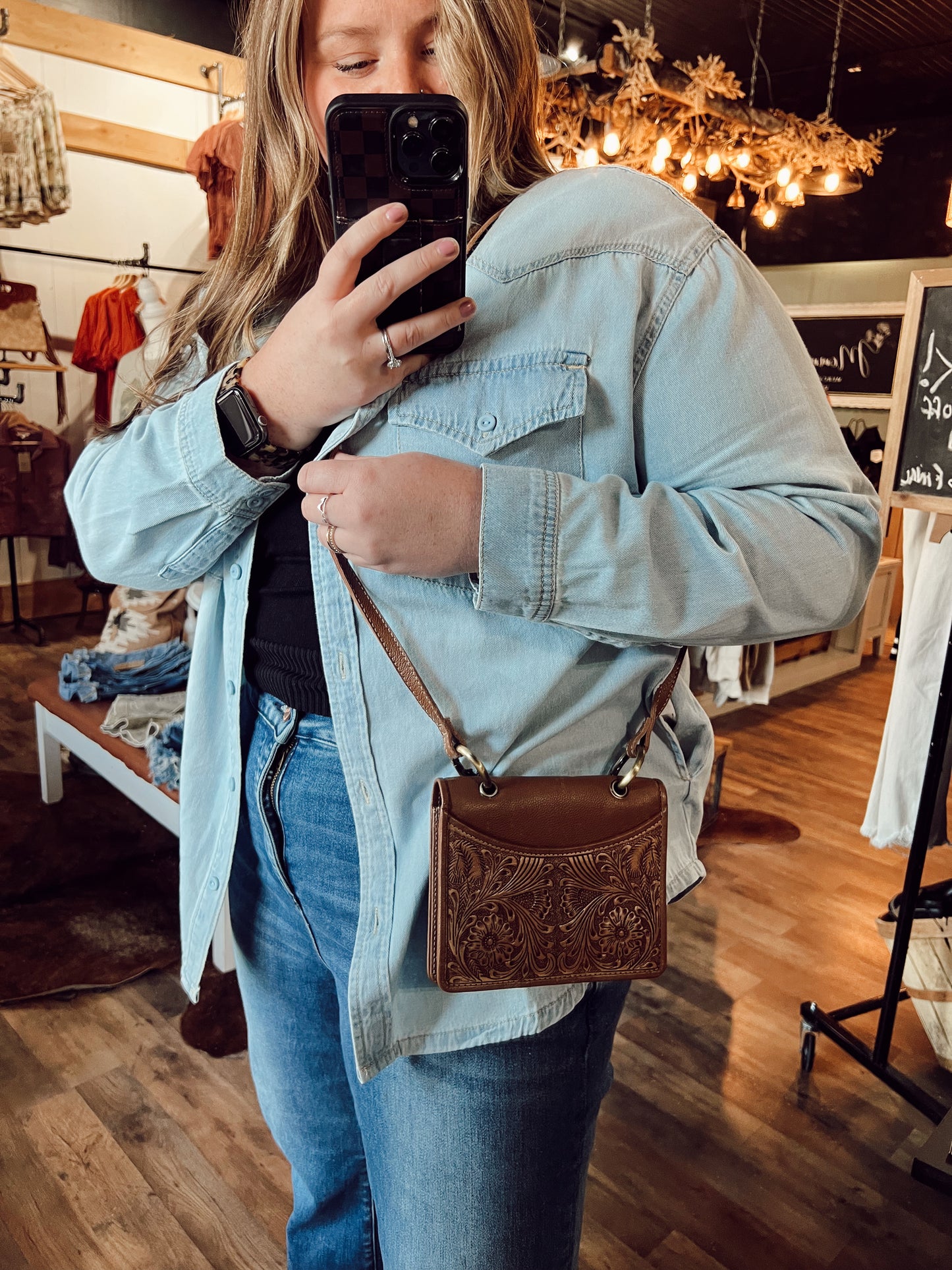 IN BLOOM HAND-TOOLED PURSE