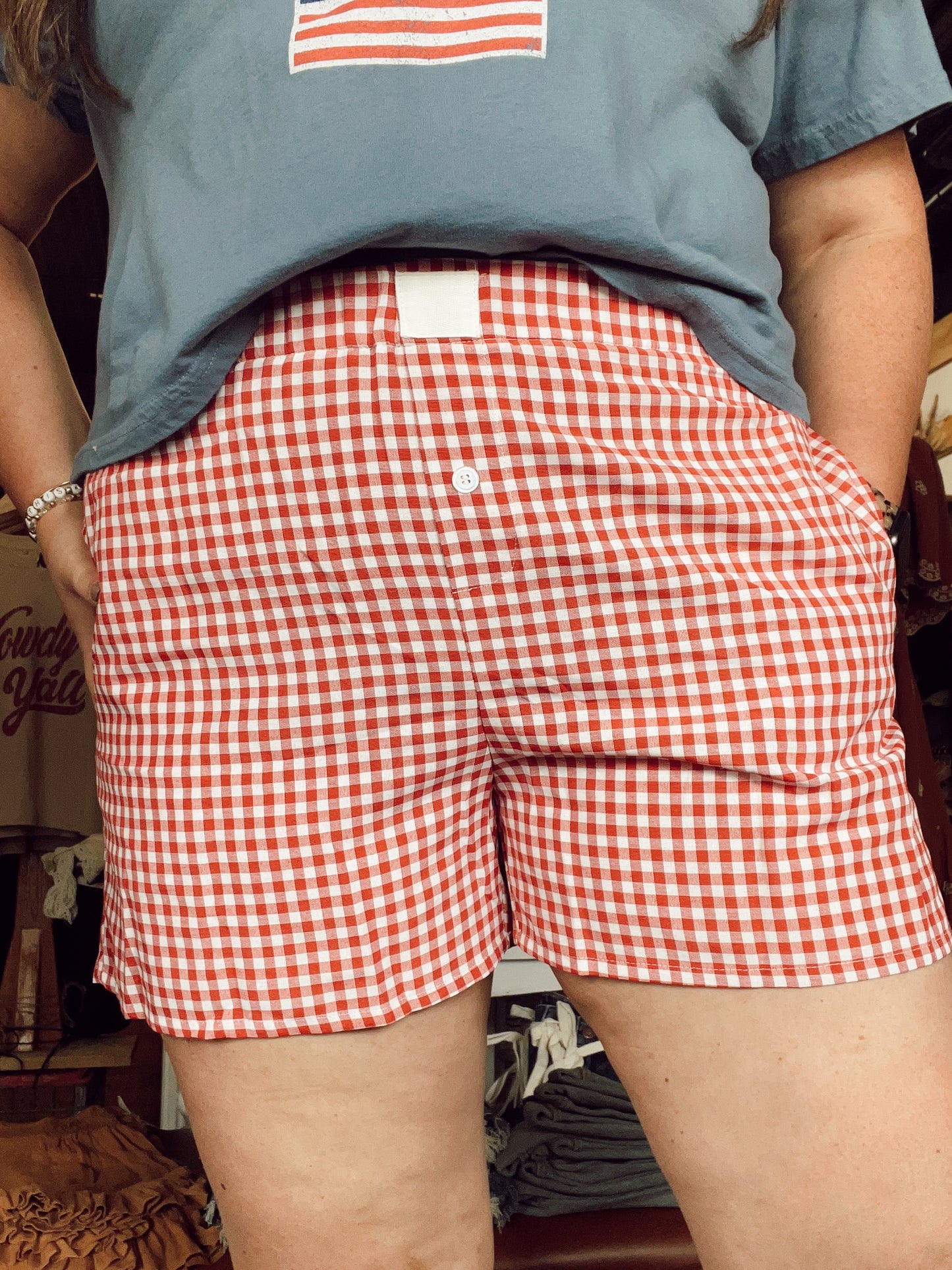 GINGHAM HIGH WAISTED SHORTS