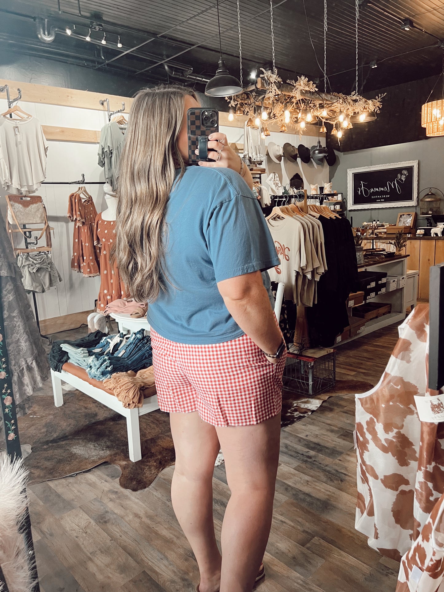 GINGHAM HIGH WAISTED SHORTS