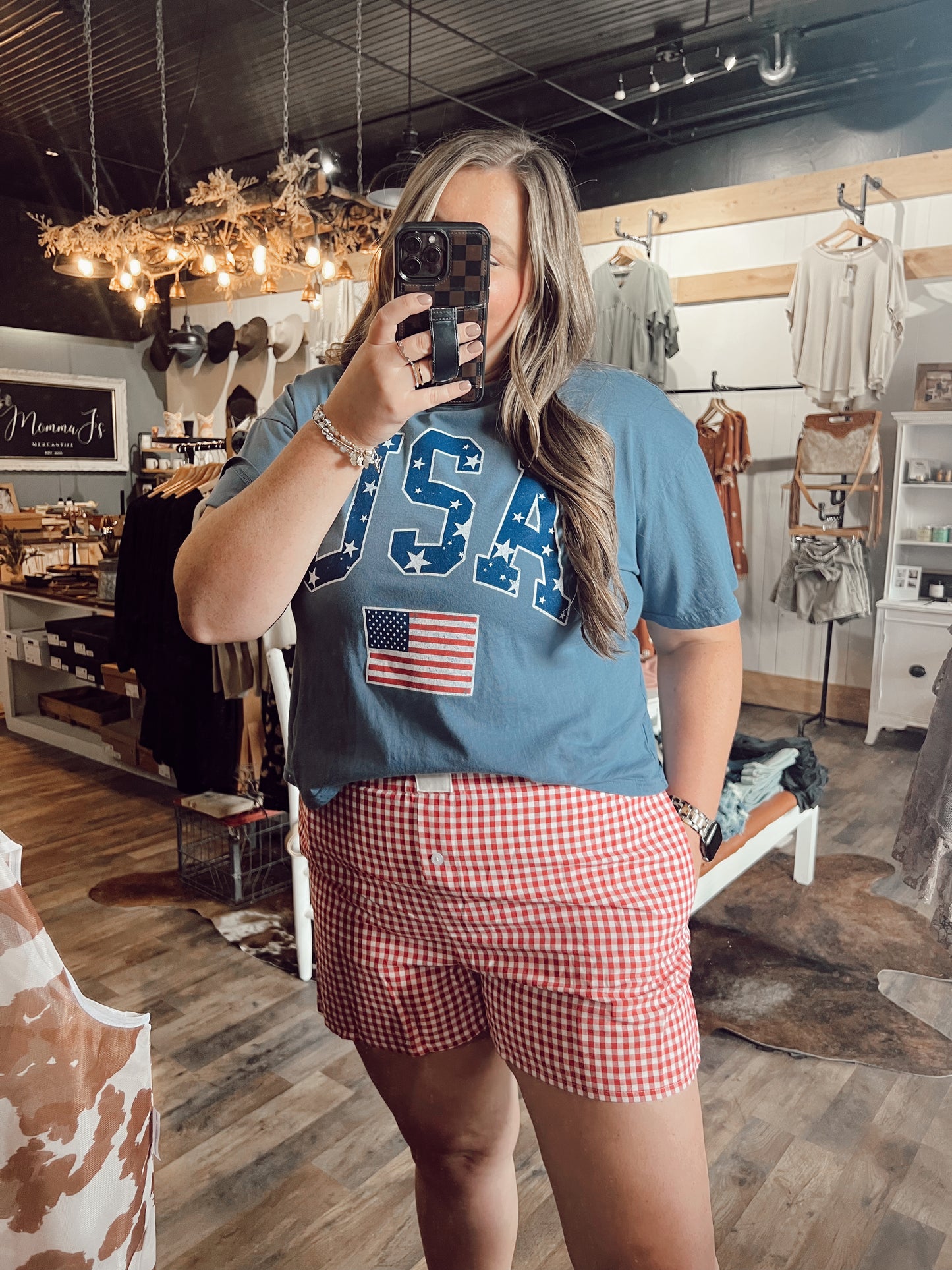GINGHAM HIGH WAISTED SHORTS