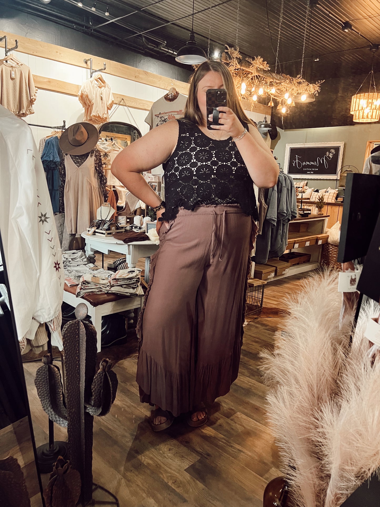 BOHO SIDE SPLIT FRILL PANT