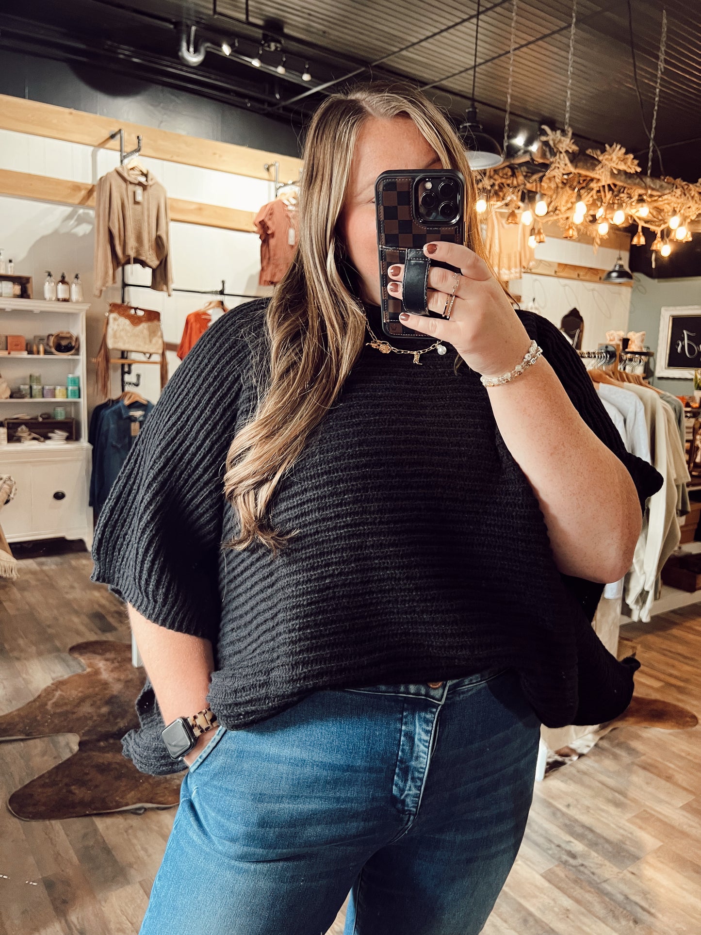 RIB KNIT PONCHO