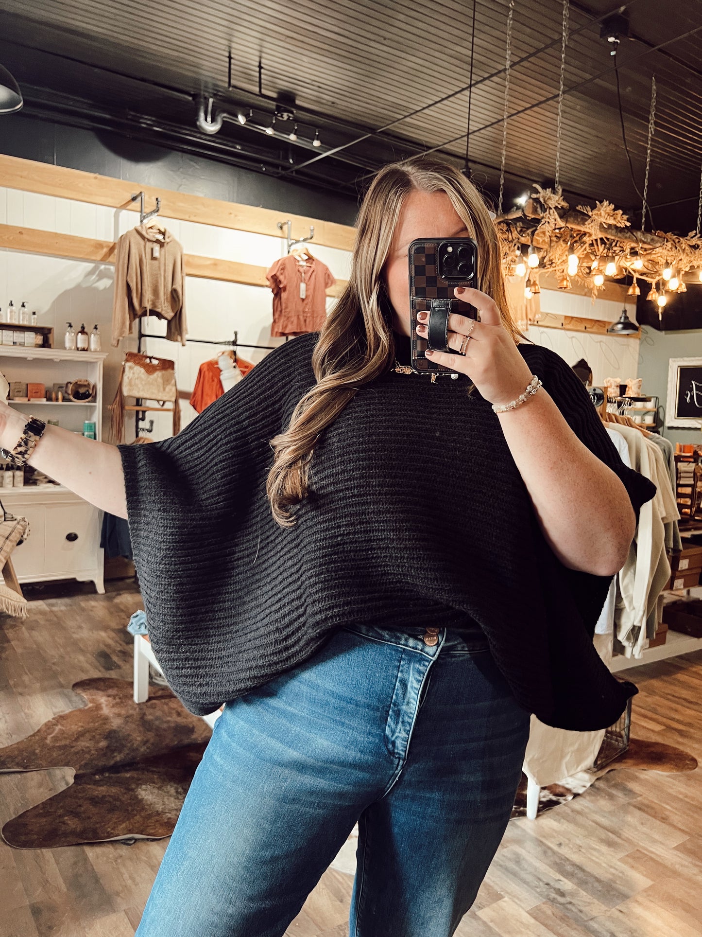 RIB KNIT PONCHO