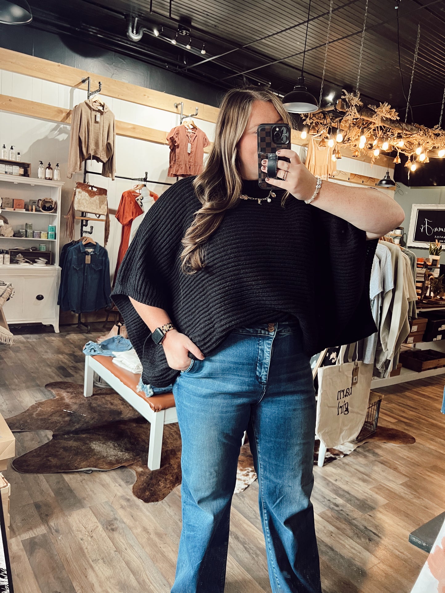 RIB KNIT PONCHO