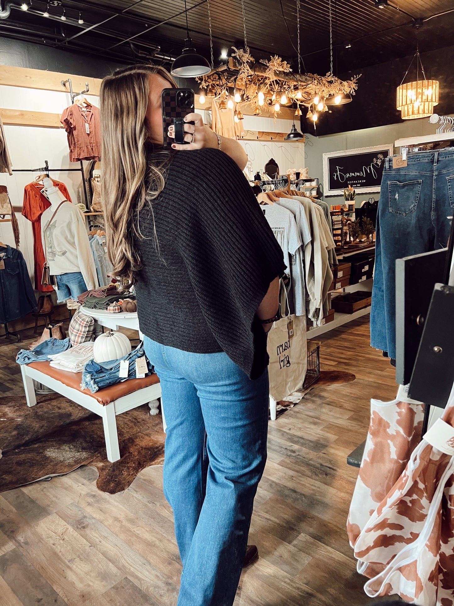 RIB KNIT PONCHO