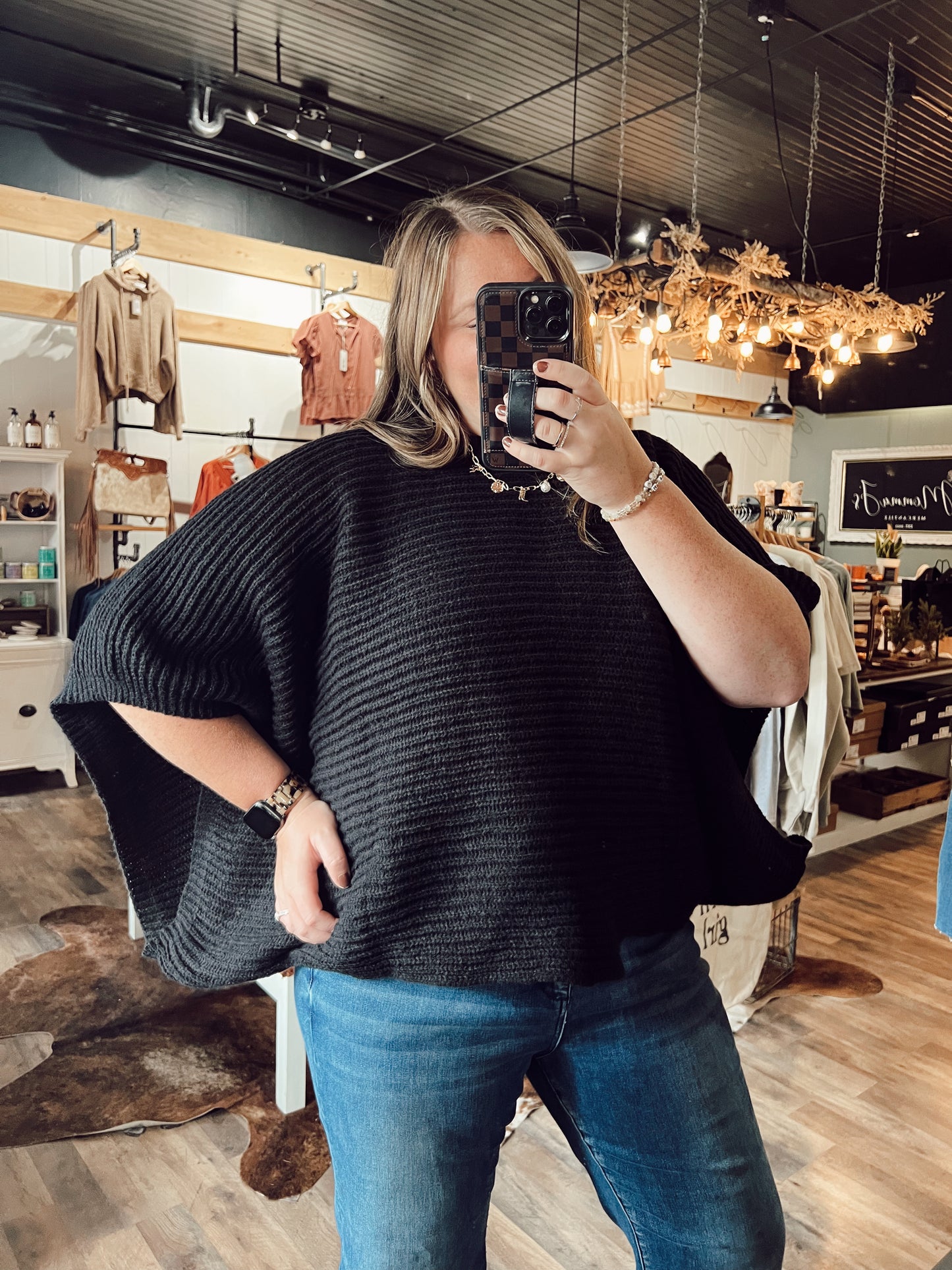 RIB KNIT PONCHO