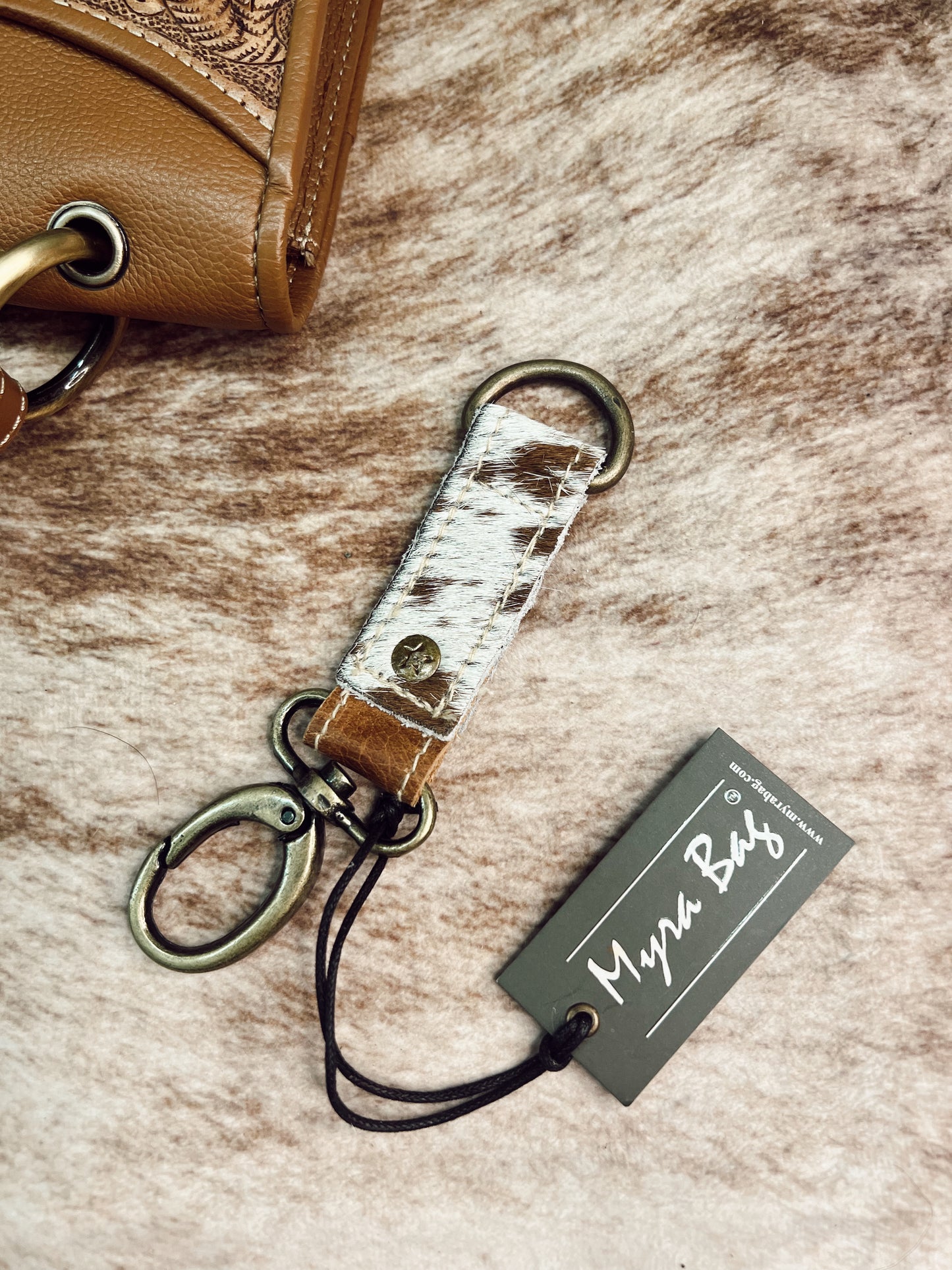COWHIDE SMALL KEYCHAIN