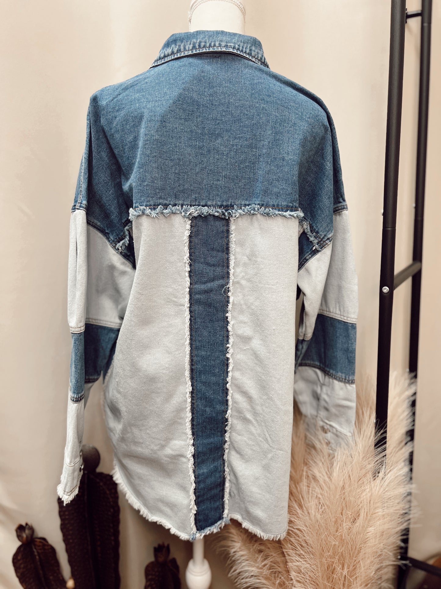 OVERSIZED PATCHWORK DENIM SHACKET