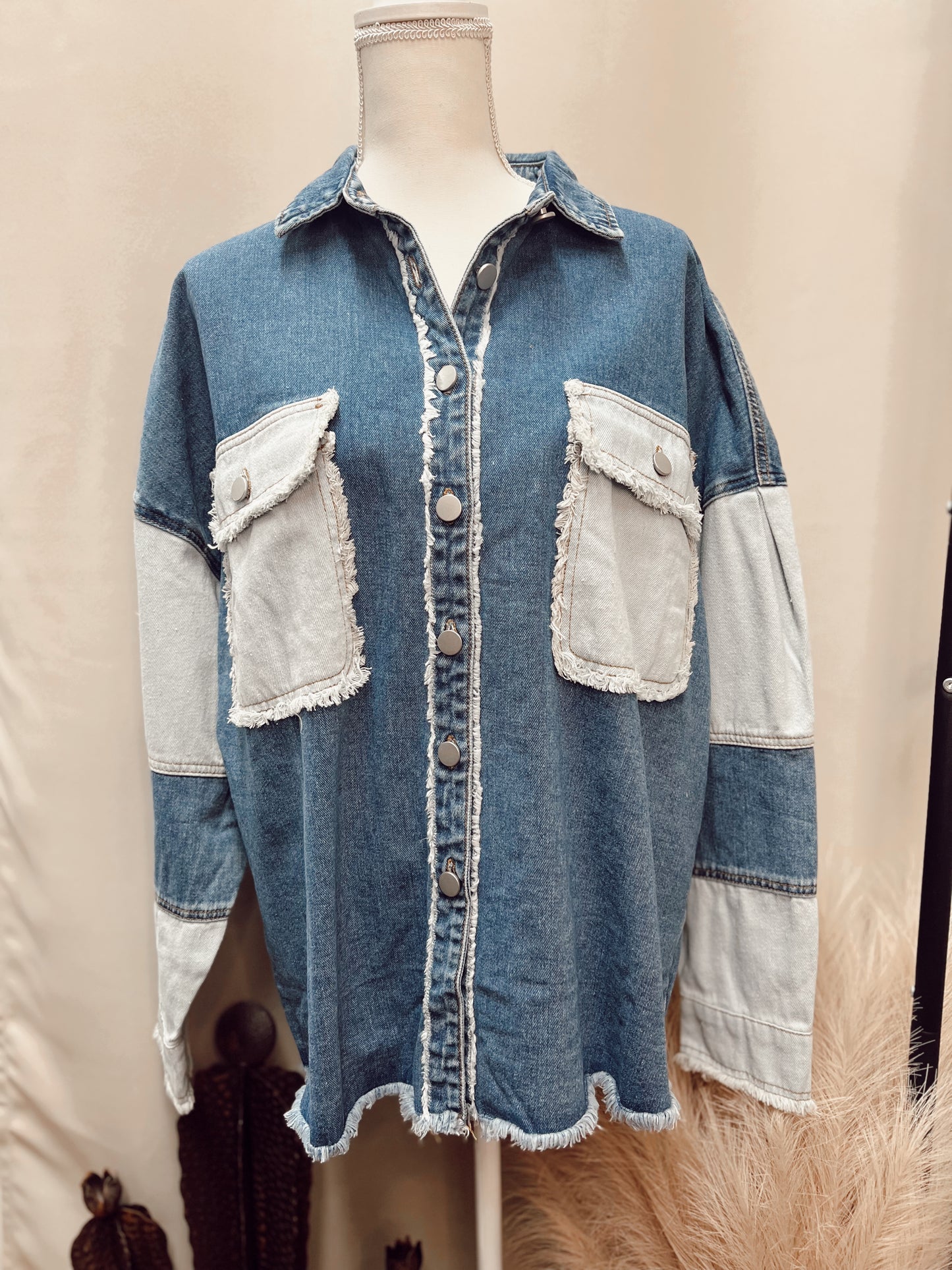 OVERSIZED PATCHWORK DENIM SHACKET