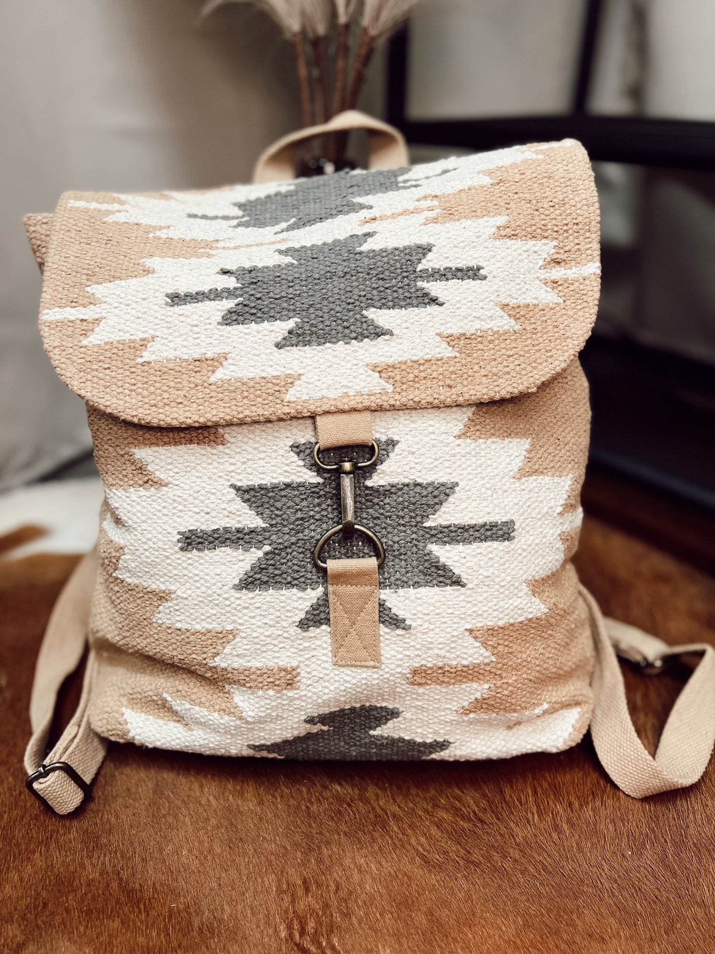 TAN & GRAY AZTEC BACKPACK