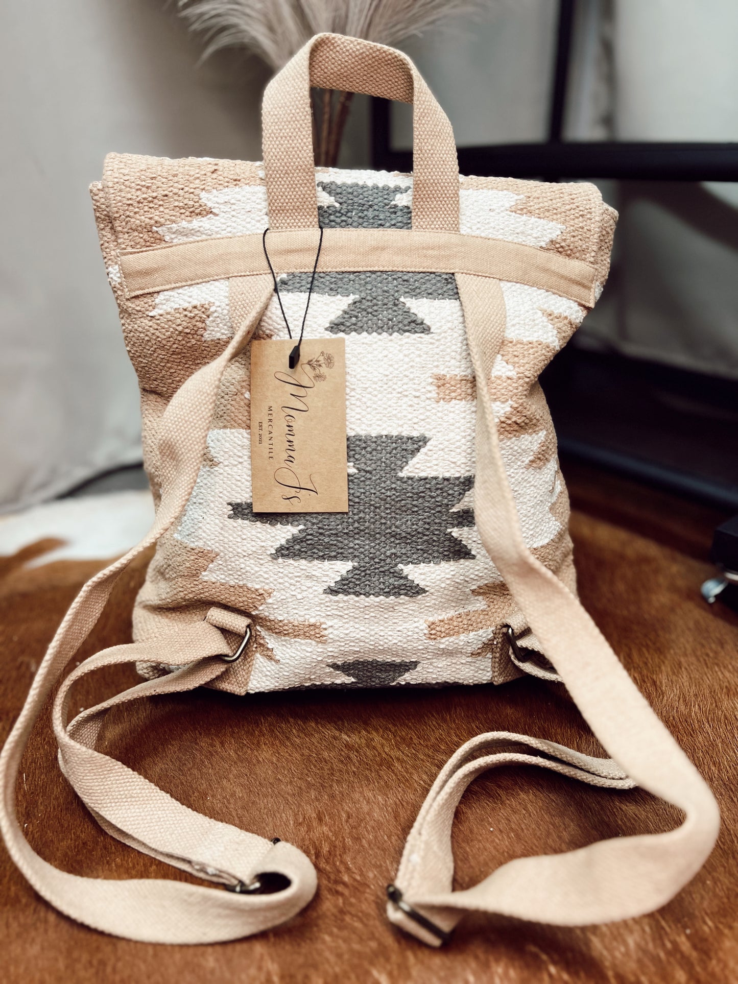 TAN & GRAY AZTEC BACKPACK