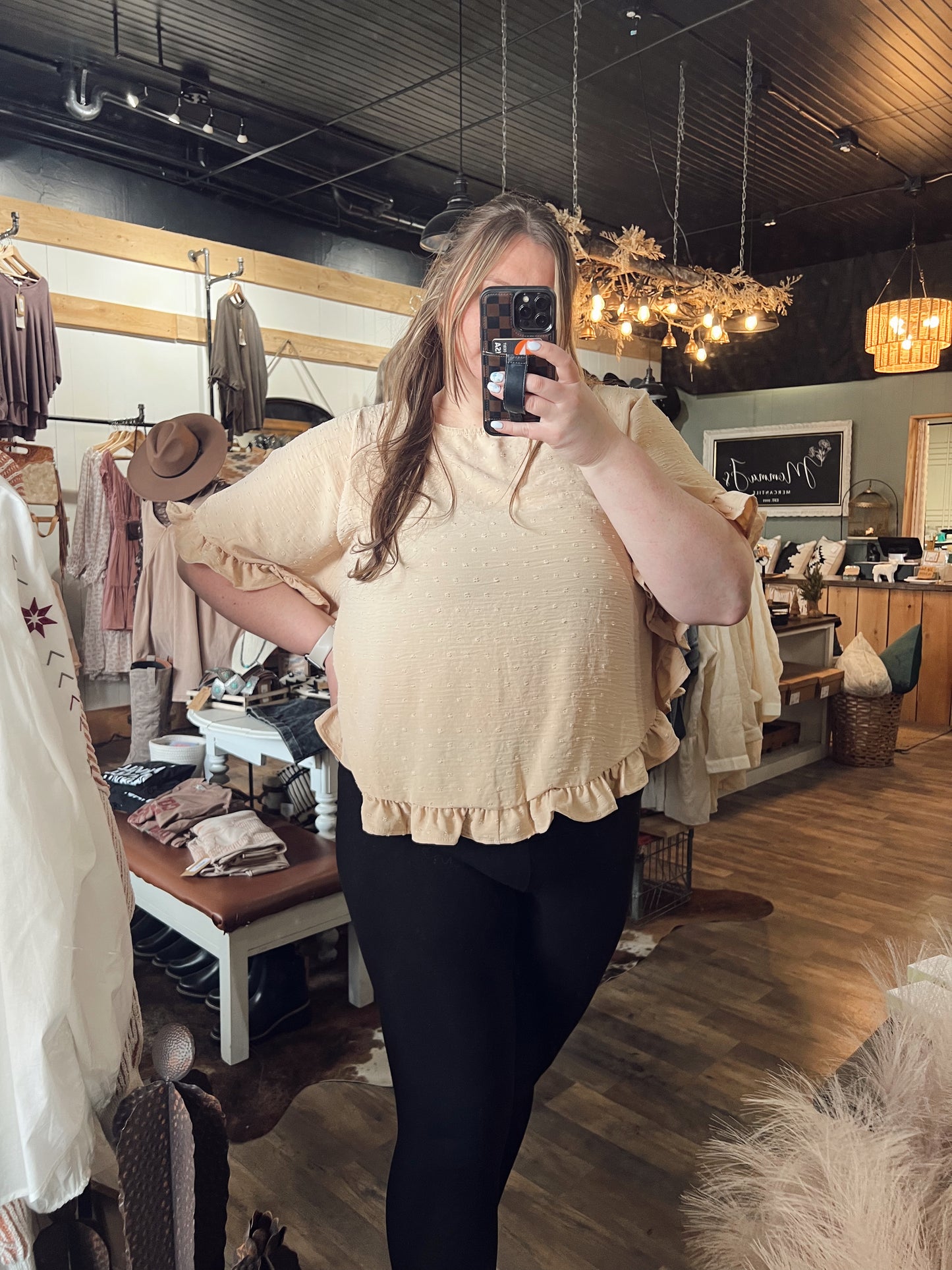 DOTTIE RUFFLE HEM TOP