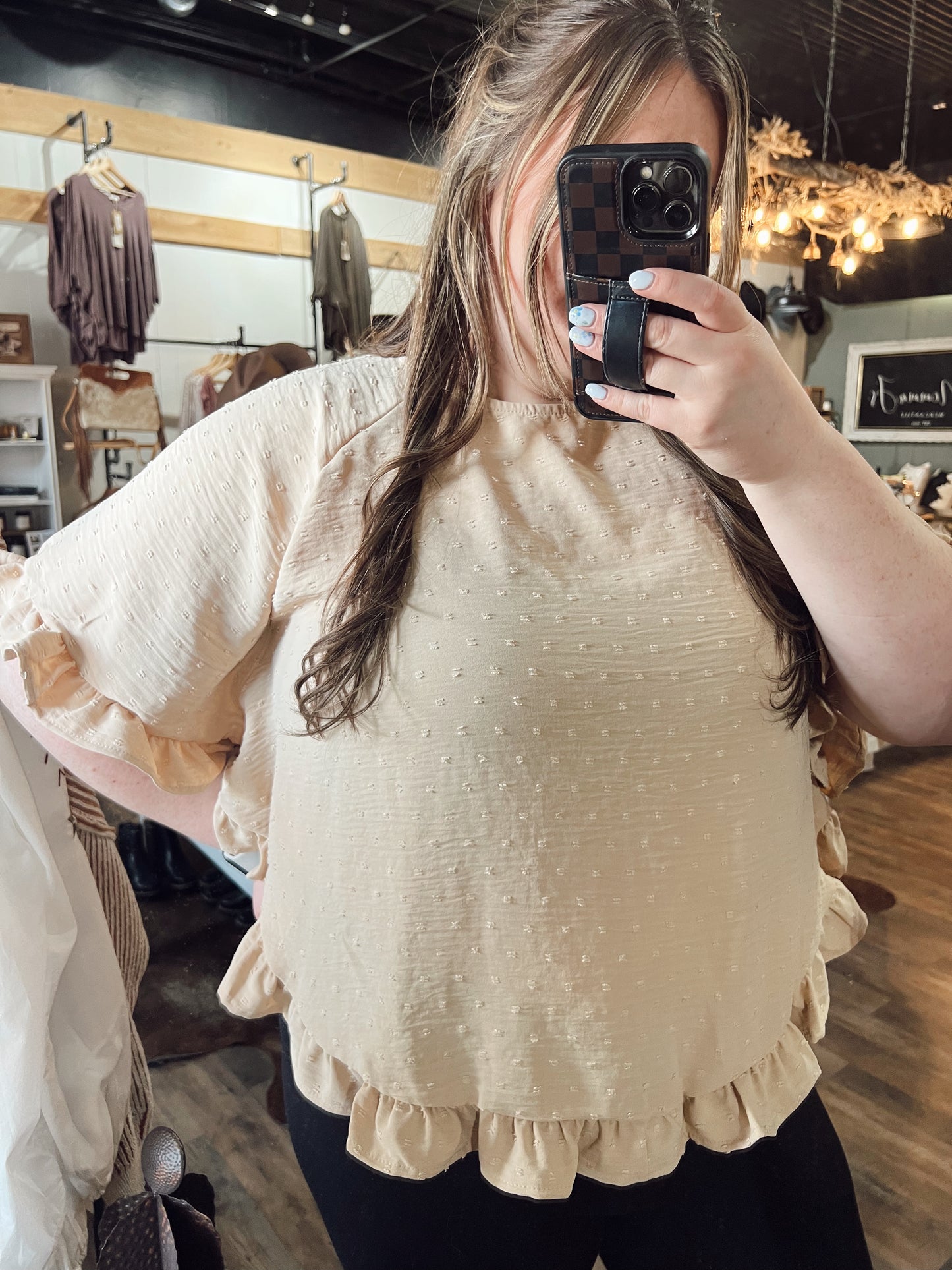 DOTTIE RUFFLE HEM TOP