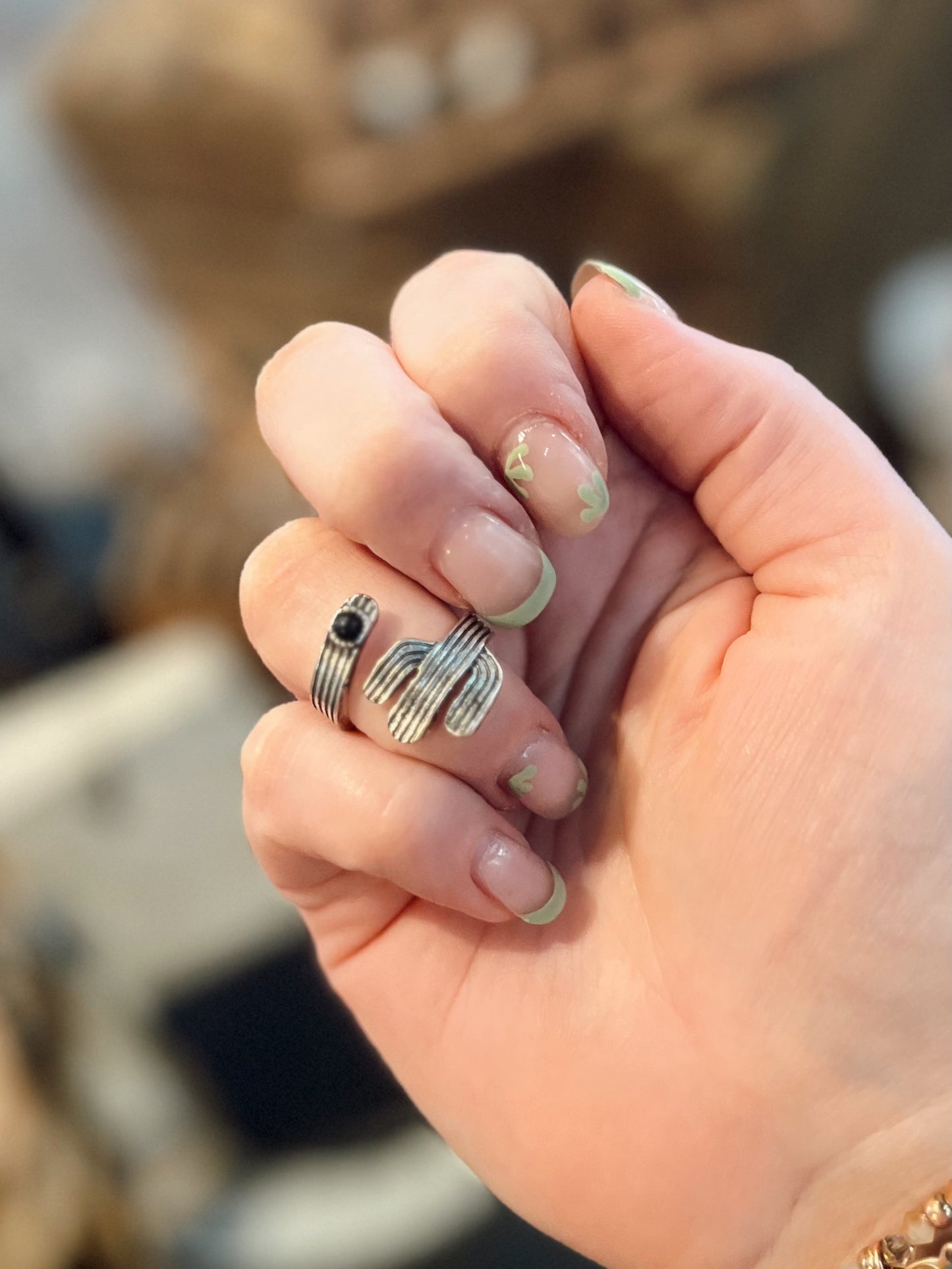 CACTUS STONE CUFF RING