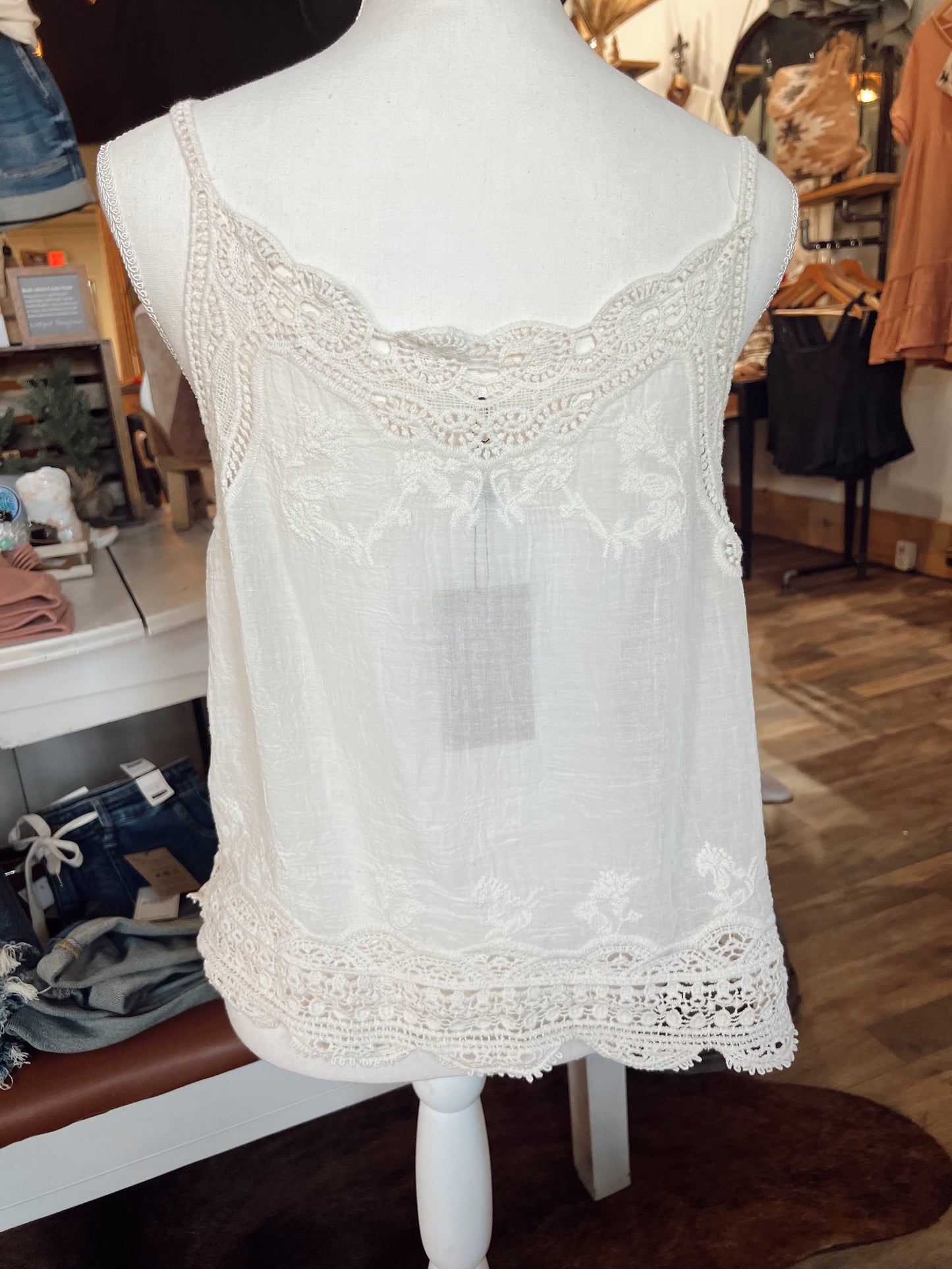 DAHLIA BOHO EMBROIDERED TANK TOP