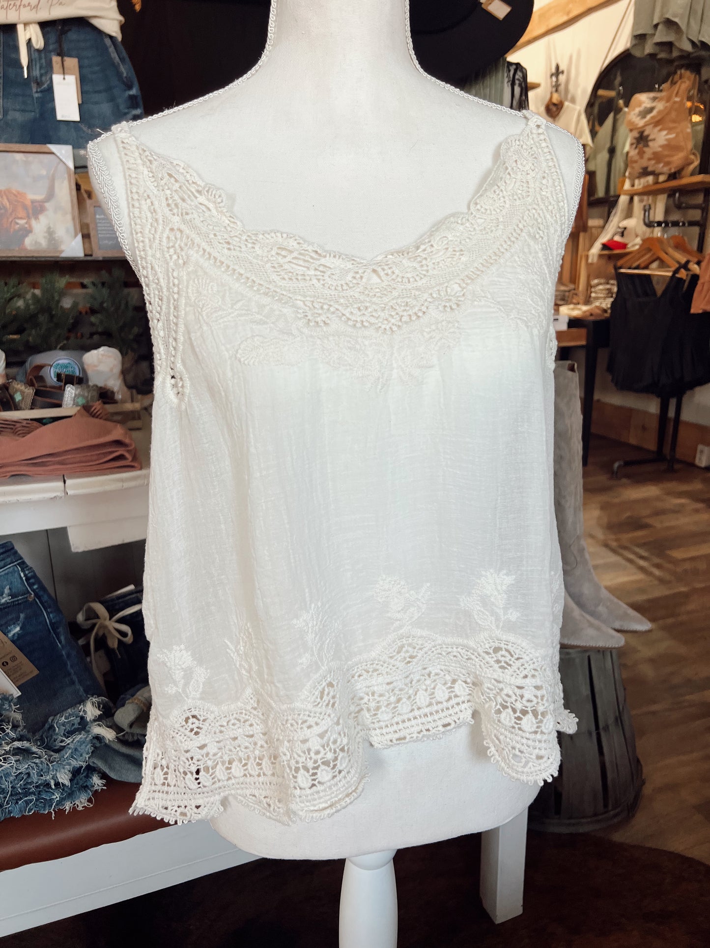 DAHLIA BOHO EMBROIDERED TANK TOP