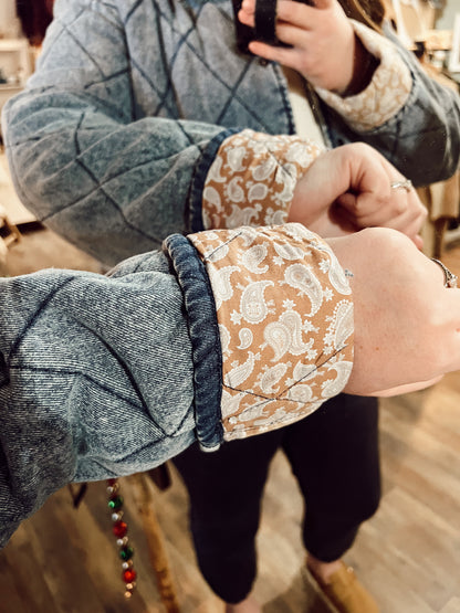 QUILTED PAISLEY DENIM JACKET
