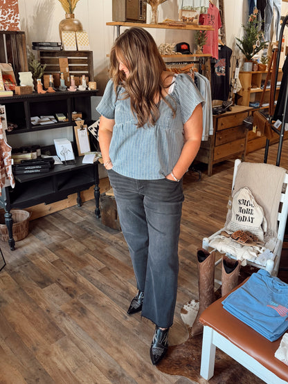 MICA: MID-RISE STRAIGHT LEG RAW HEM ANKLE