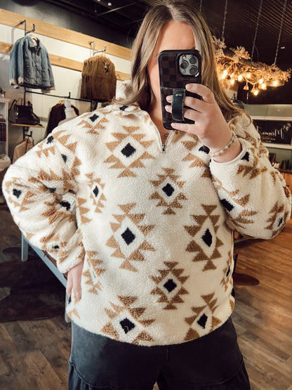 AZTEC PLUSH SHERPA QUARTER ZIP