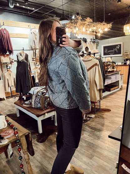 QUILTED PAISLEY DENIM JACKET