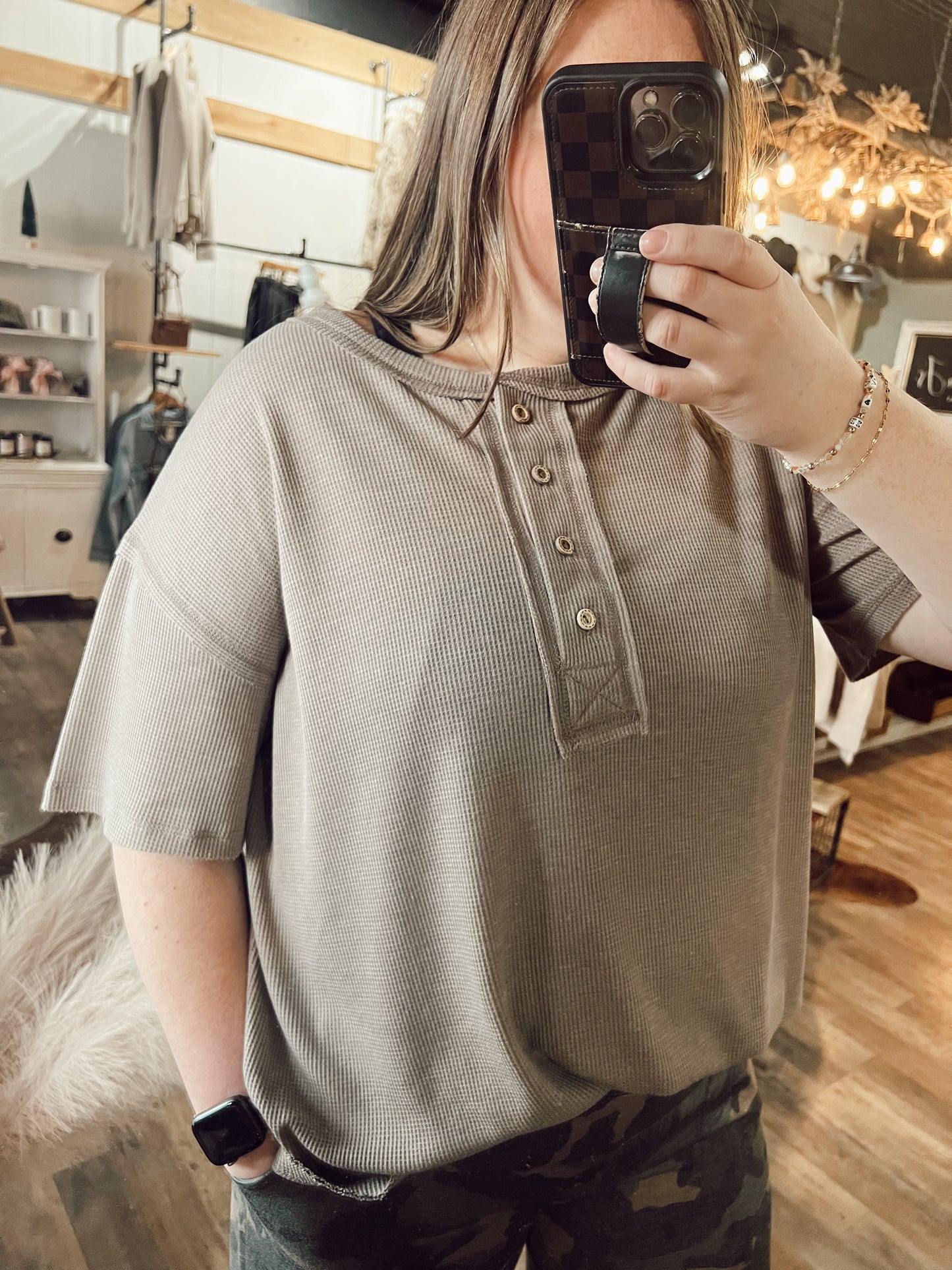 MOCHA HENLEY TOP