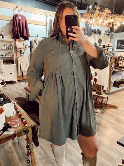 BUTTON DOWN SHIRT DRESS