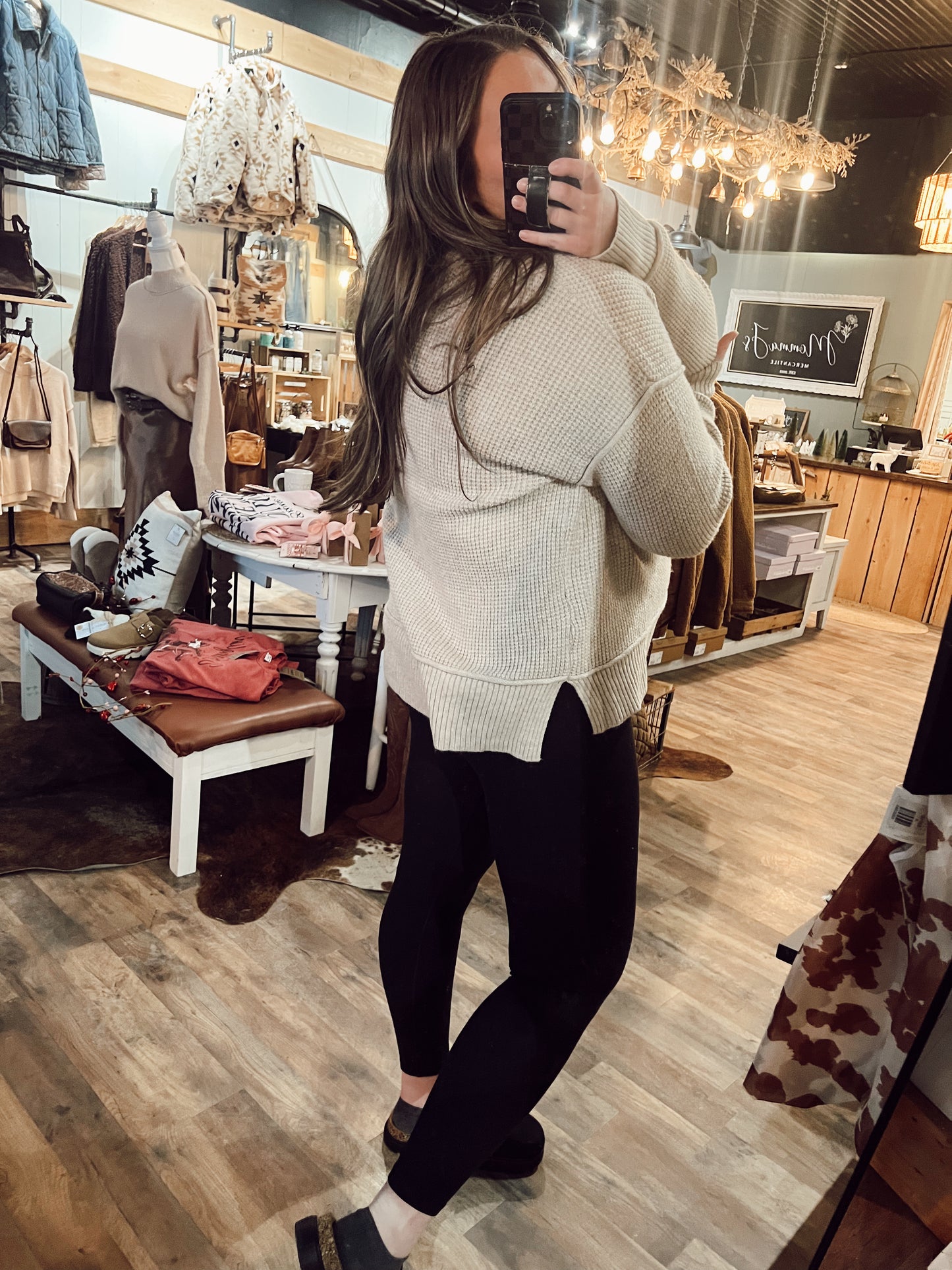 WAFFLE KNIT SWEATER
