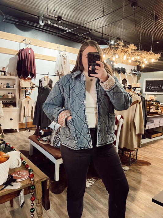 QUILTED PAISLEY DENIM JACKET