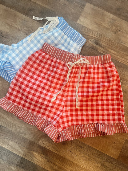 GINGHAM RUFFLE SHORTS