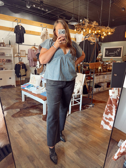 ELLA DENIM BABYDOLL TOP