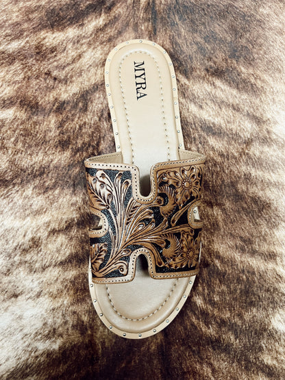 CARMINA HAND TOOLED SANDALS