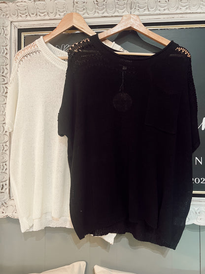 POINTELLE KNIT TOP