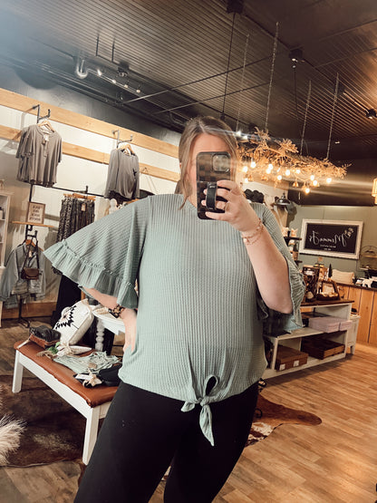 GO WITH THE FLOW FRONT TIE BLOUSE