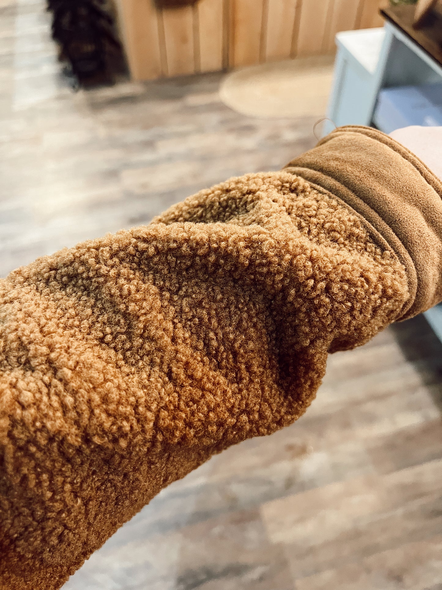 SHERPA SUEDE BUTTON UP JACKET