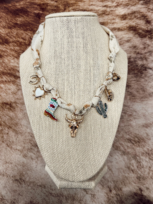 SCARF CHARM NECKLACE: FLORAL