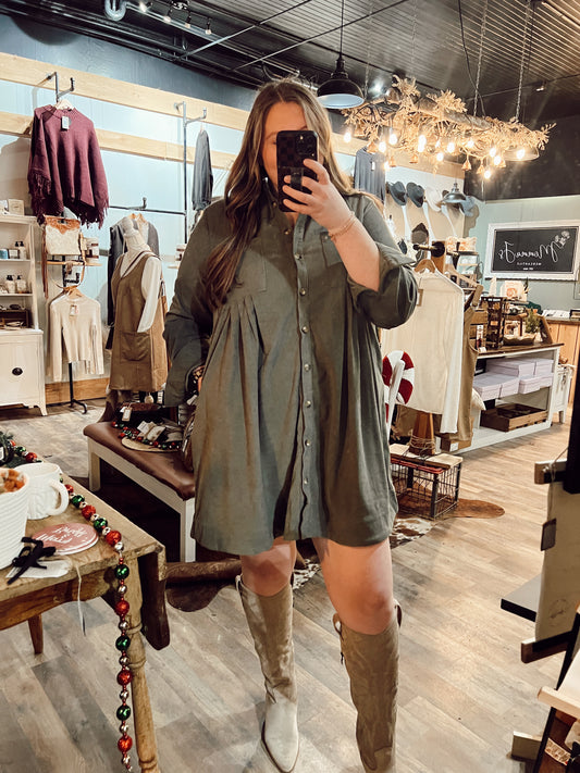 BUTTON DOWN SHIRT DRESS