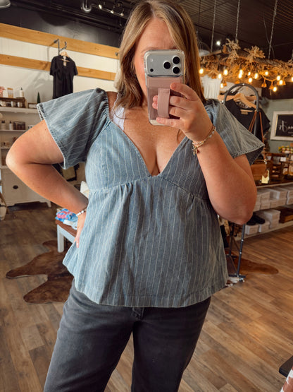 ELLA DENIM BABYDOLL TOP