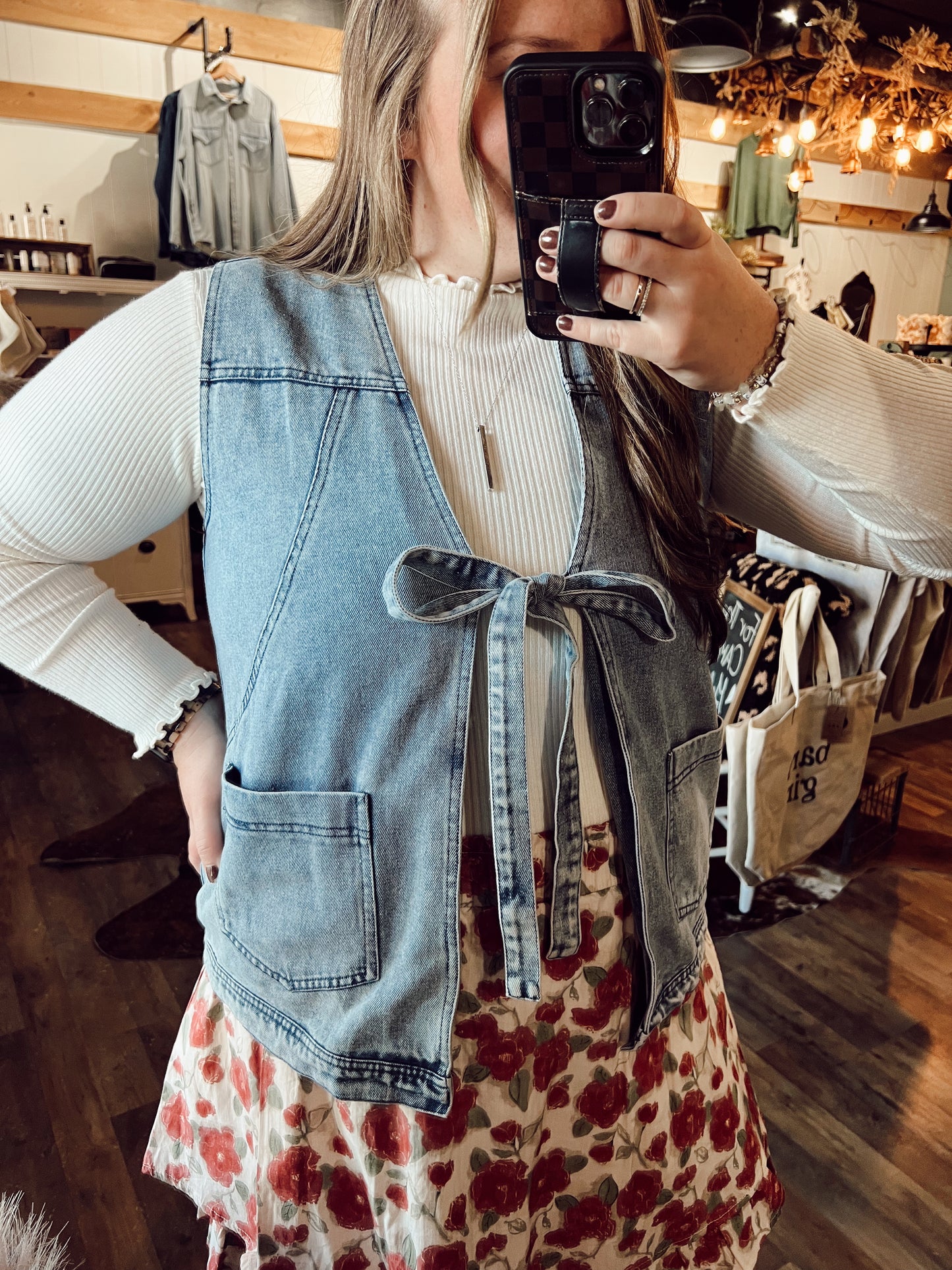 DENIM & BOW VEST