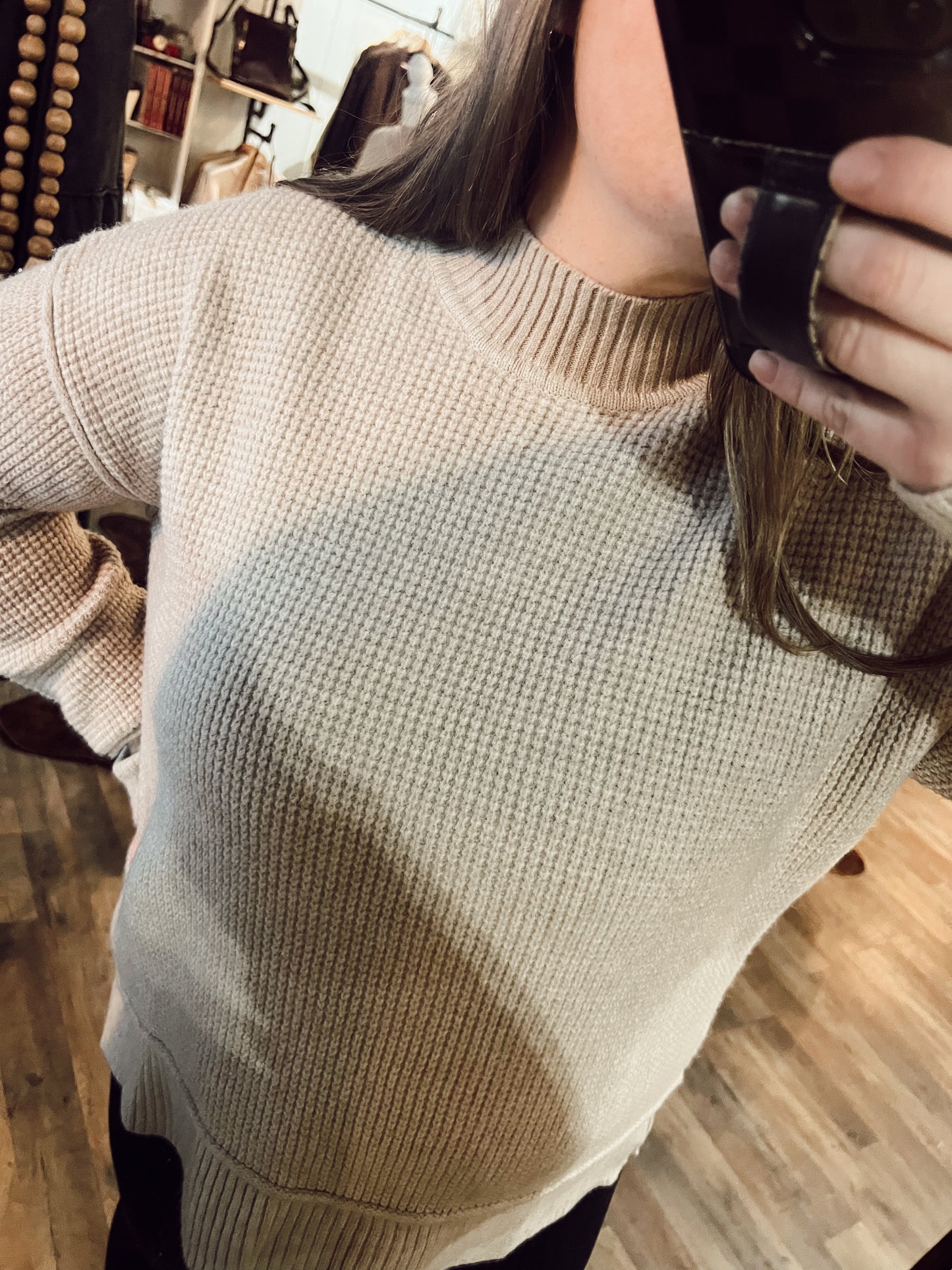WAFFLE KNIT SWEATER