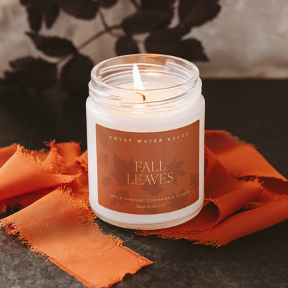 FALL LEAVES CLEAR CANDLE