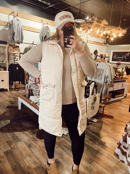 CREAM LONG VEST