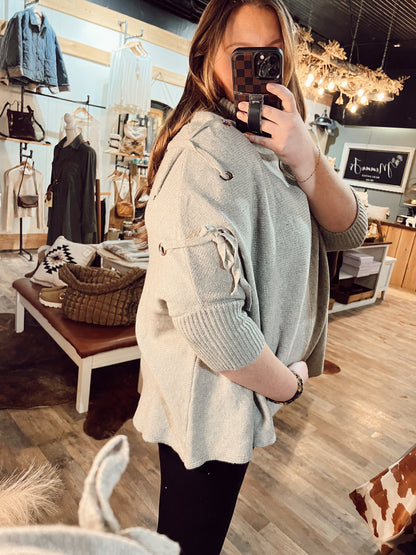LACE UP SLEEVE TURTLE NECK TUNIC