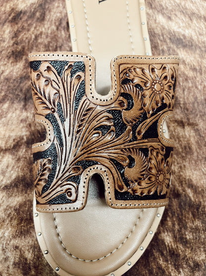 CARMINA HAND TOOLED SANDALS