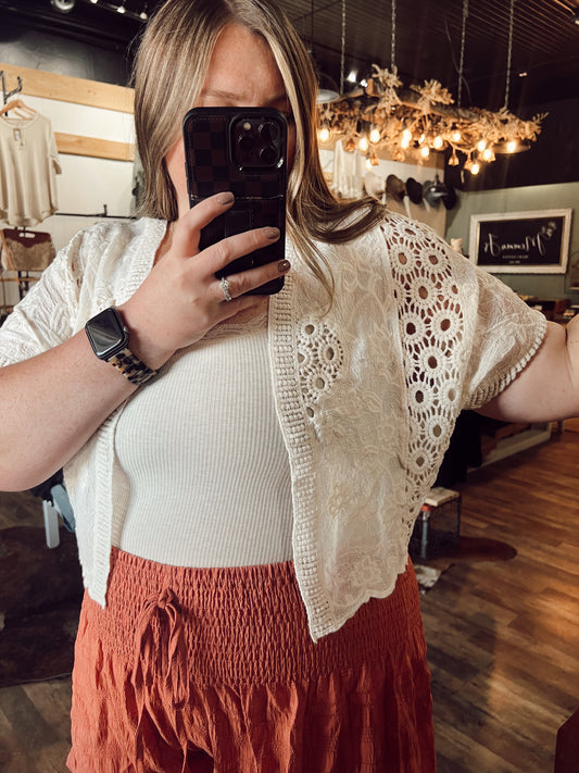 LACE BATWING SHRUG