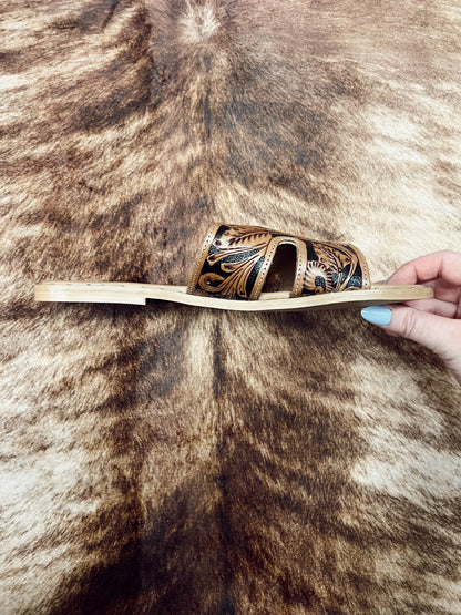 CARMINA HAND TOOLED SANDALS