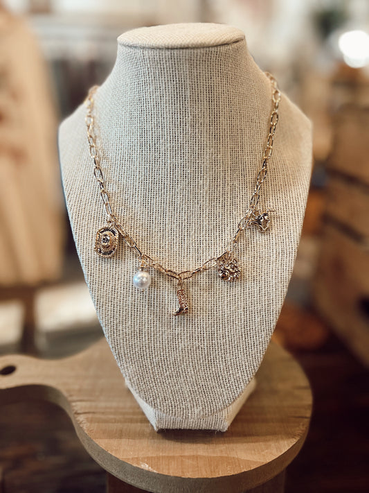 WESTERN GAL CHARM NECKLACE