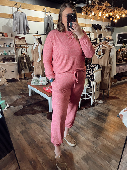 JOGGER LOUNGE SET: CRANBERRY