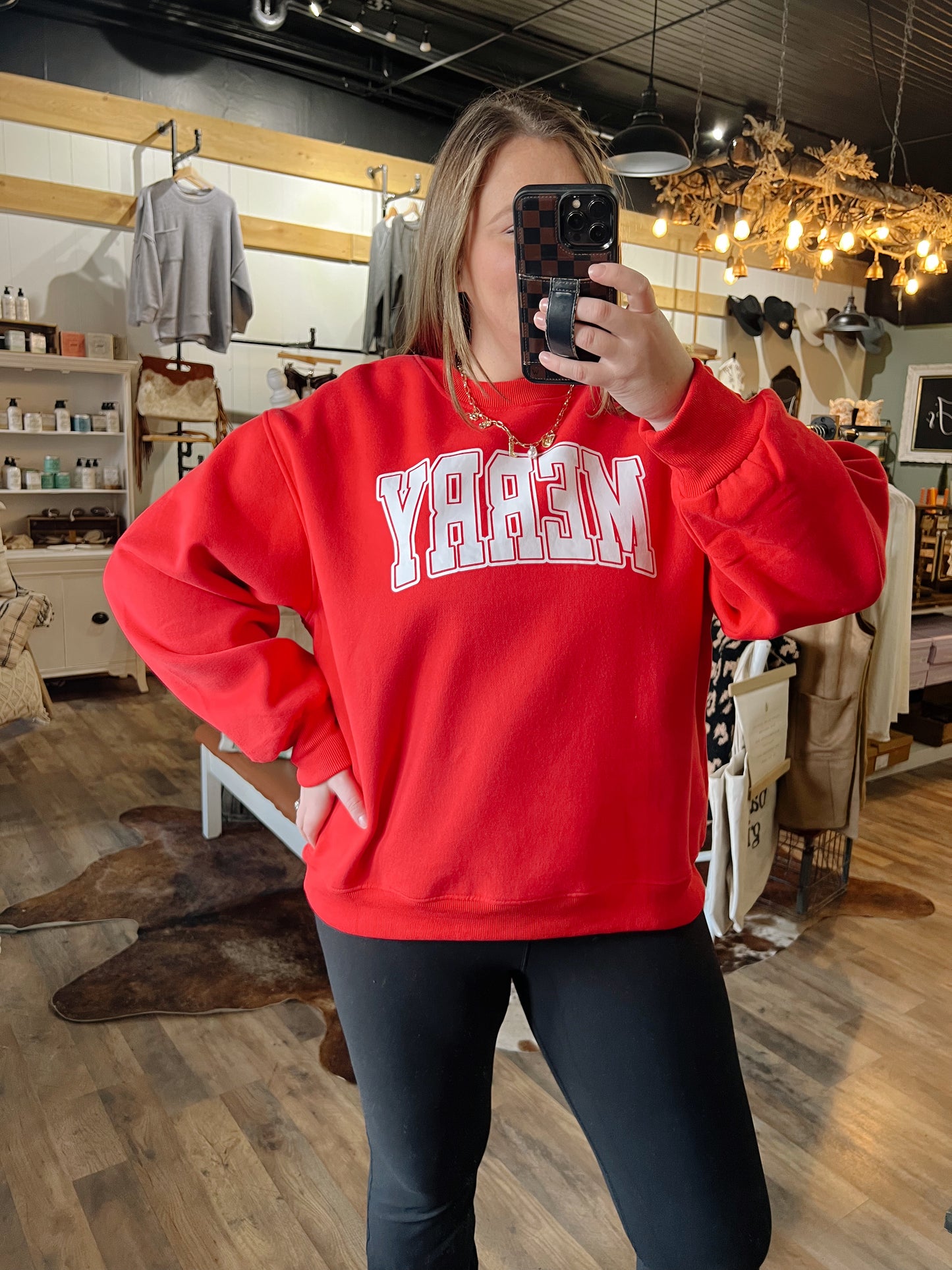 RED MERRY SWEATSHIRT