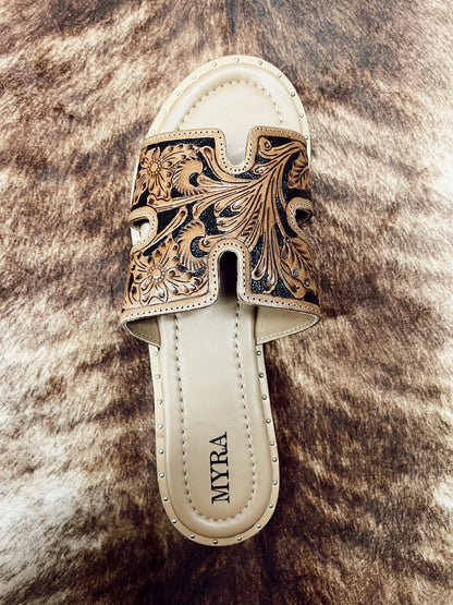 CARMINA HAND TOOLED SANDALS