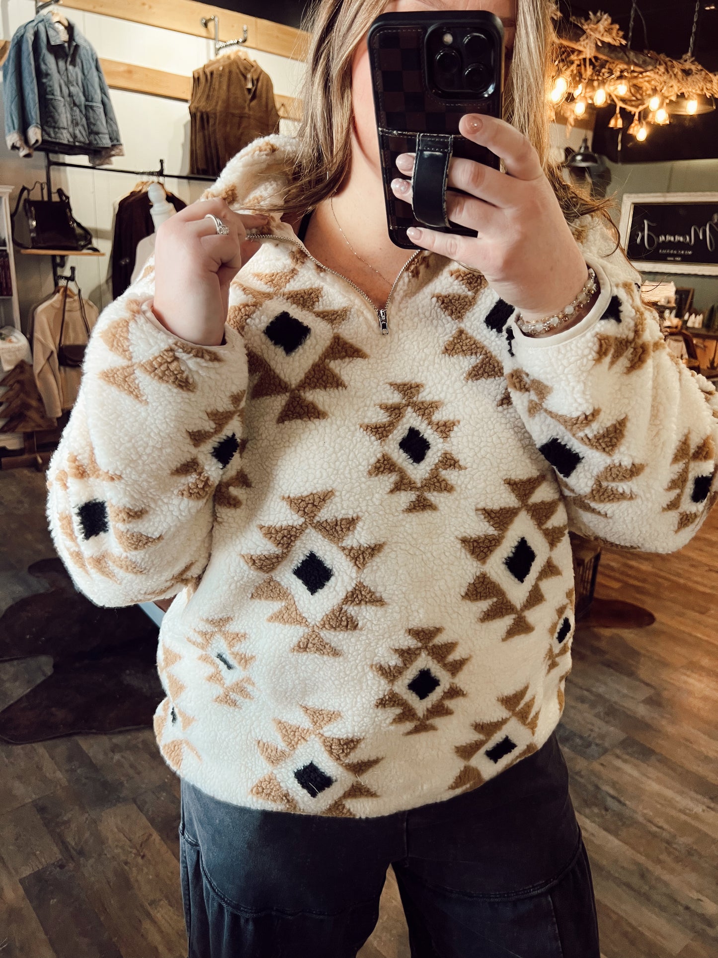AZTEC PLUSH SHERPA QUARTER ZIP